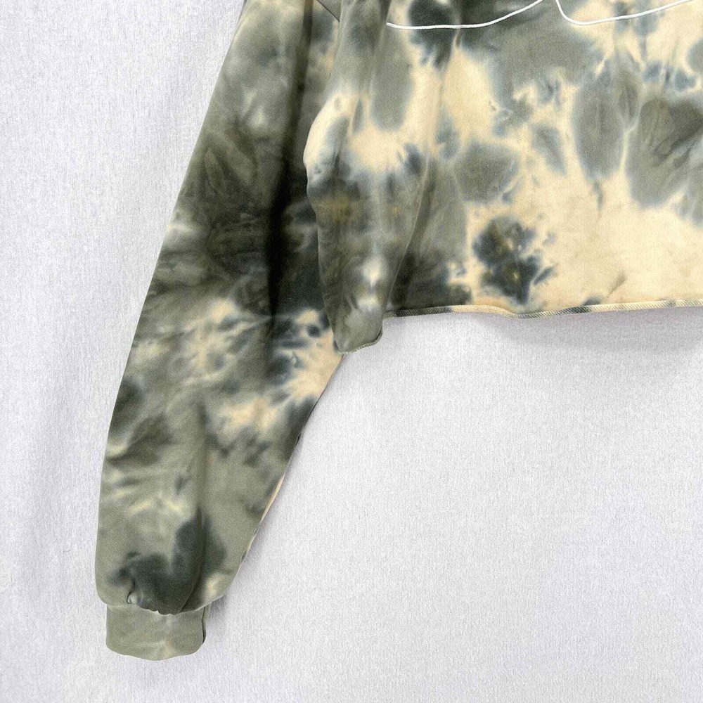 BY EGREIS Sweatshirt Women Large Green Tie Dye Cropped Long Sleeve Pullover Crew - Picture 8 of 16